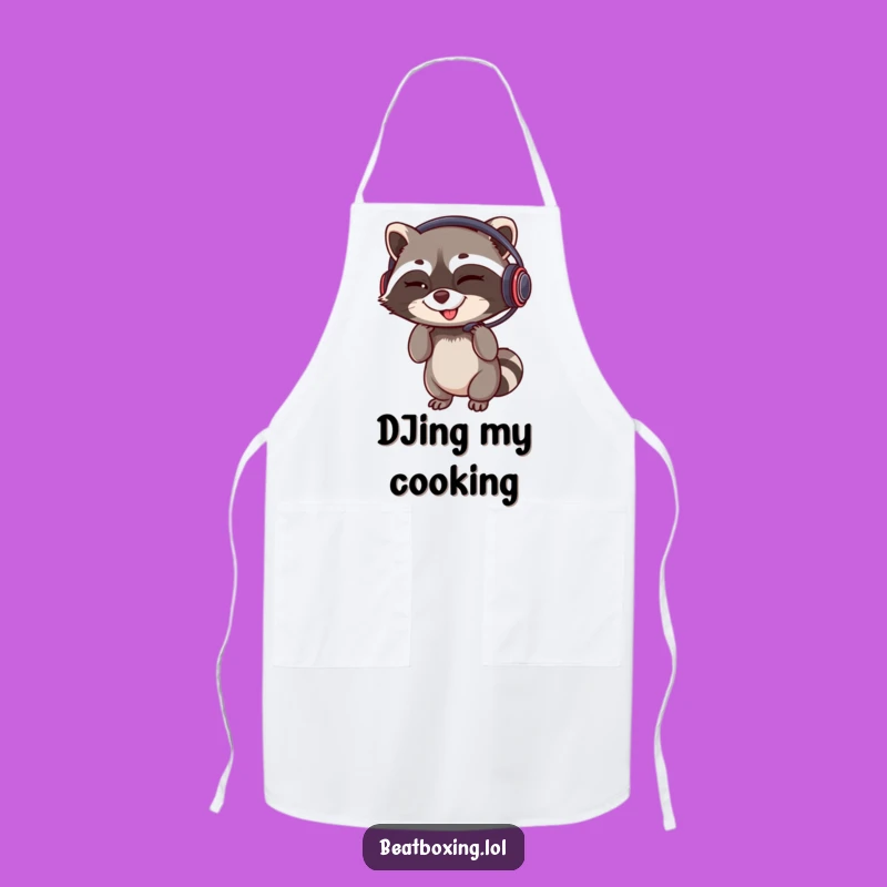 Funny Winking Raccoon Gamer Apron - Kitchen Headset Master