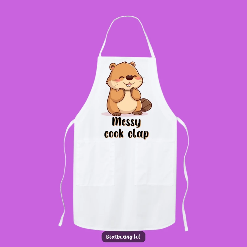 Funny Clumsy Beaver Clap Apron - Kitchen Humor for the Accident-Prone