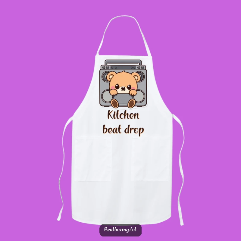 Funny Curious Bear Boombox Apron - Hilarious Cooking Gift for Music Chefs