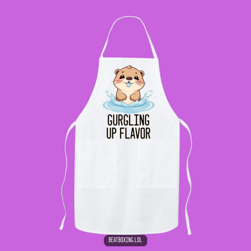 Funny Otter Gurgle Apron: Kitchen Fun with Playful Aquatic Vibes