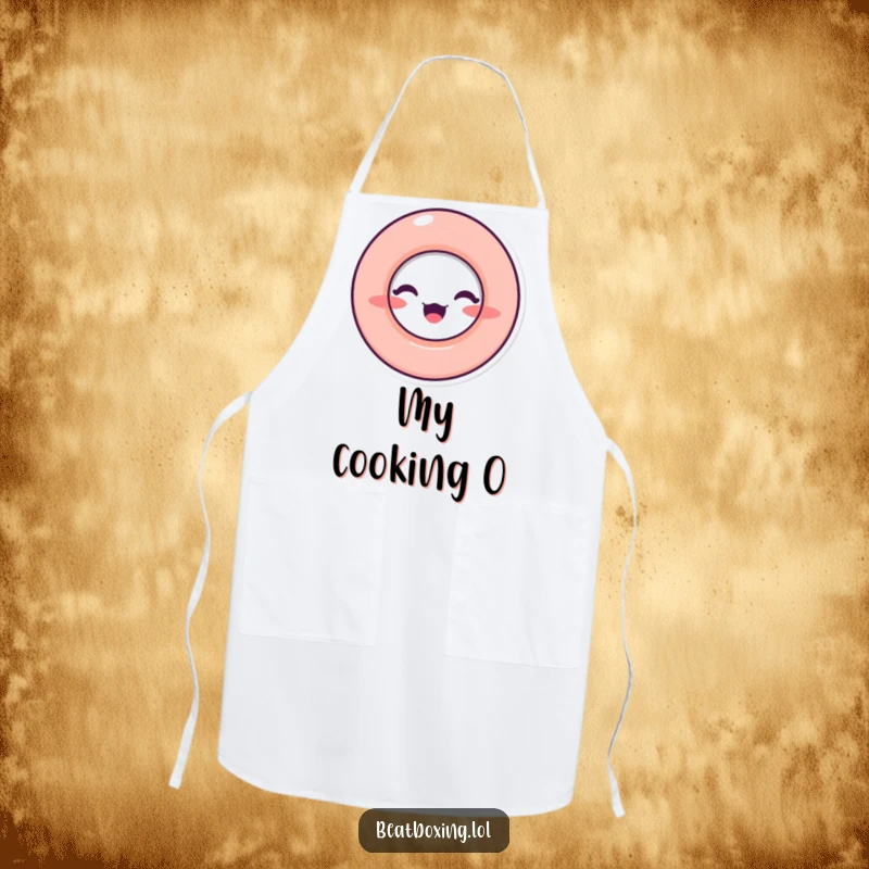 Funny Apron adorned with a character making an 'O' shaped mouth, symbolizing sound and perfect for kitchen creativity.