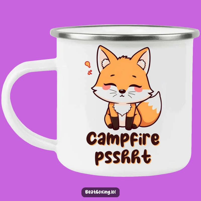 Durable Funny Psshht Fox Camping Mug: Adventure with a Laugh! A Rugged Funny Gift.