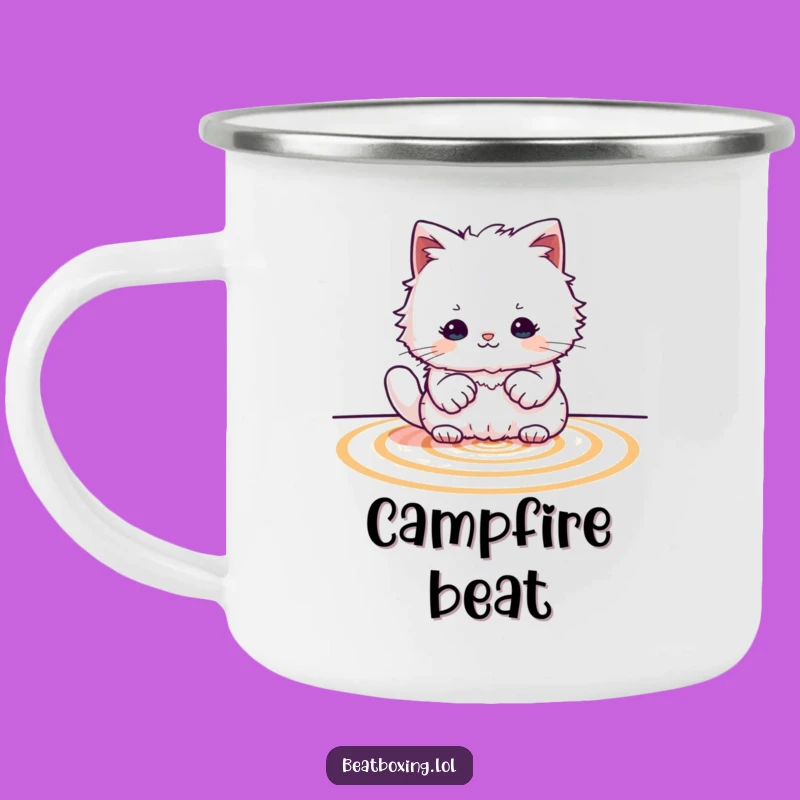 Funny Cat Drummer Camping Mug: Campfire Beats, Outdoor Gift