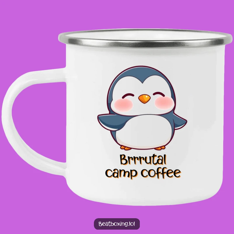 Funny Penguin 'Brrr' Sound Camping Mug: Durable Cup for Cold Treks, Ideal Funny Gift