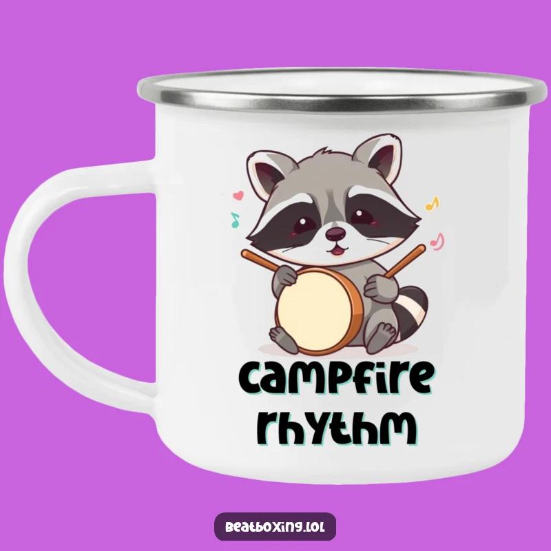 Funny Raccoon Camp Mug: Mischievous Beat, Hilarious Outdoor Music Gift