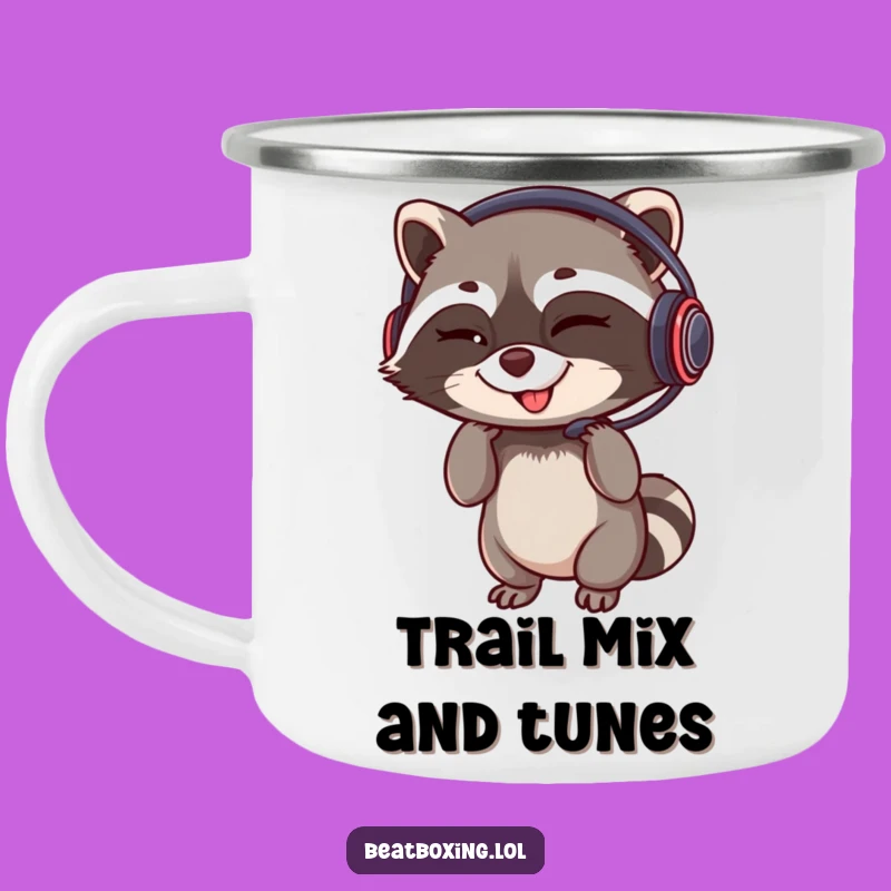 Funny Winking Raccoon Gamer Camping Mug - Outdoor Headset Brew
