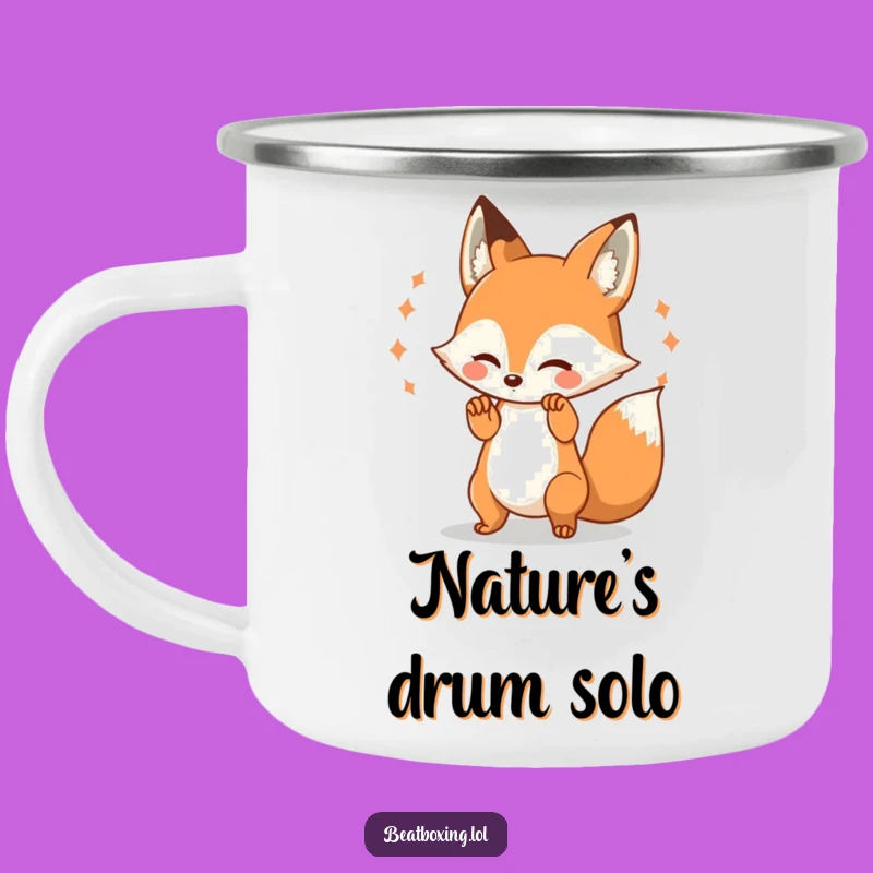 Funny Fox Rhythm Camping Mug: Enjoy Your Brew with this Playful Beat Character Mug, a Cool Funny Gift!