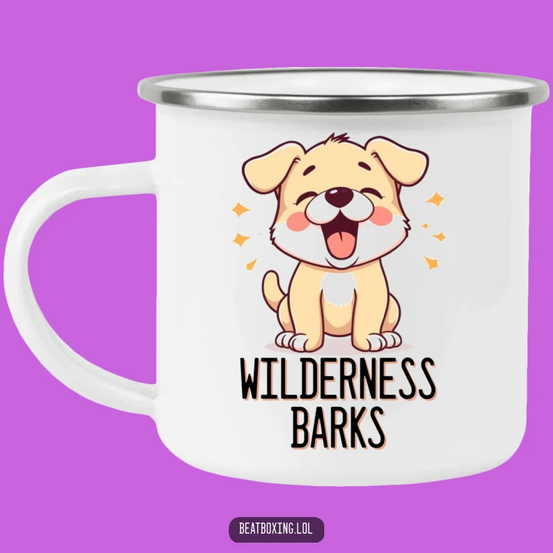Durable Funny Barking Puppy Camping Mug: Adventure with Barks! A Rugged Funny Gift.