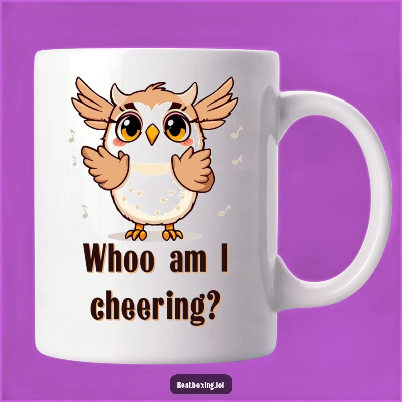 Funny Owl Beat Mug: Surprised Character, Perfect Humorous Gift for Music Lovers