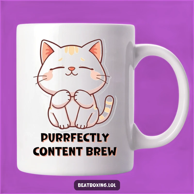 Funny Purring Cat Mug - Deeply Contented Feline Gift
