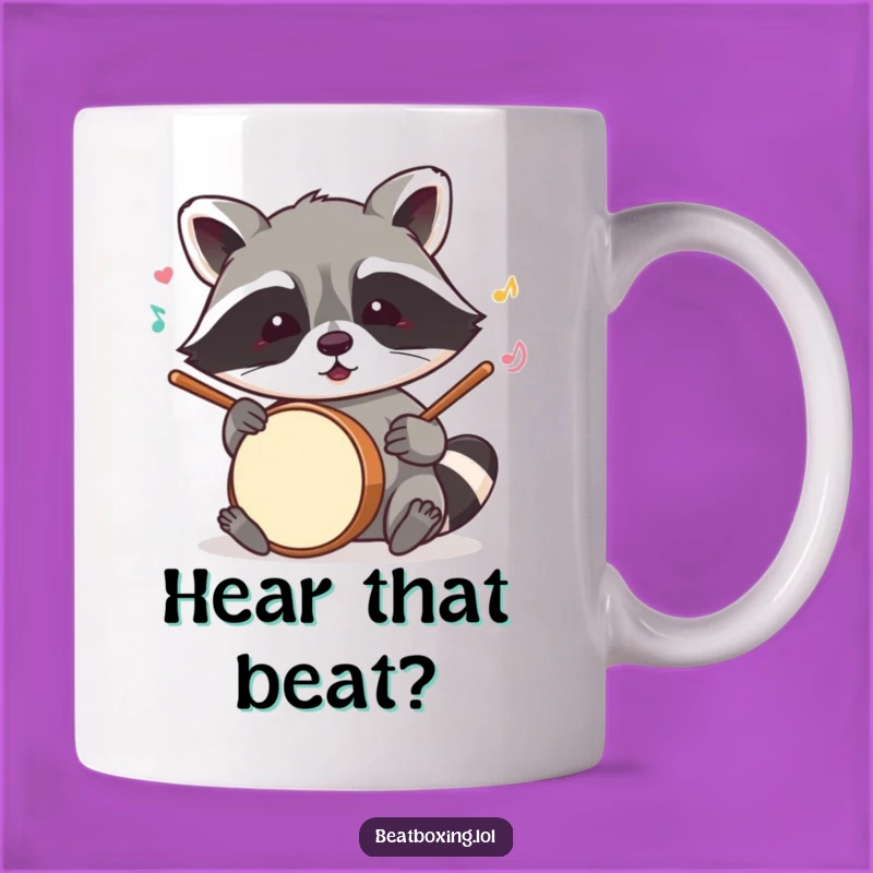 Funny Raccoon Drummer Mug: Mischievous Beatboxer, Perfect Humorous Gift