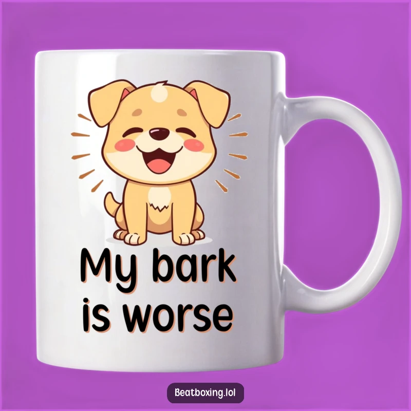 Funny Dog Barker Mug: Rhythmic Bark, Happy Hound Gift