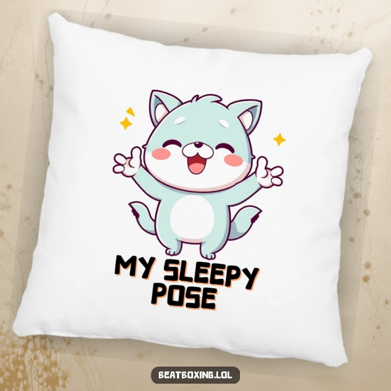 Funny Kawaii Animal Pillow: A cute, energetic character with expressive hand gestures, perfect for adding a humorous touch to home decor.