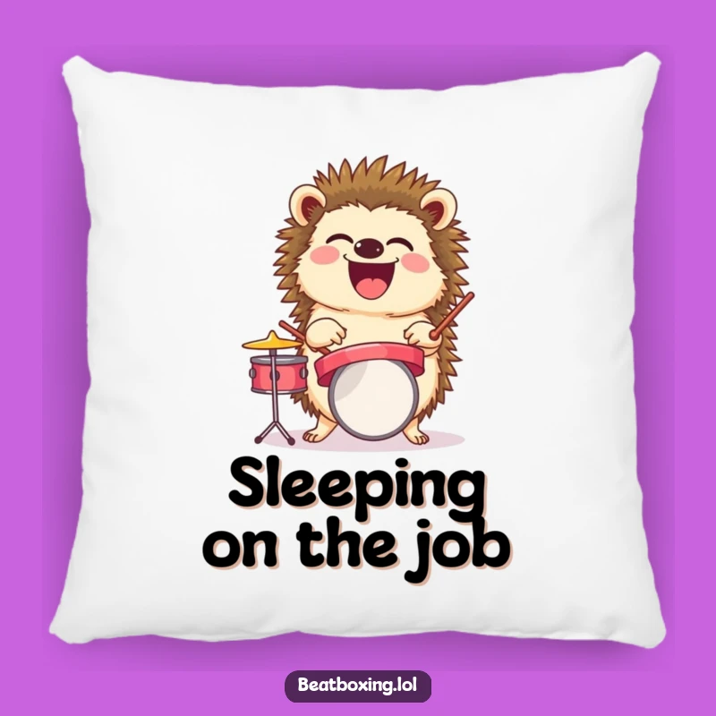 Funny Laughing Hedgehog Drummer Pillow - Comfy Rhythmic Accent
