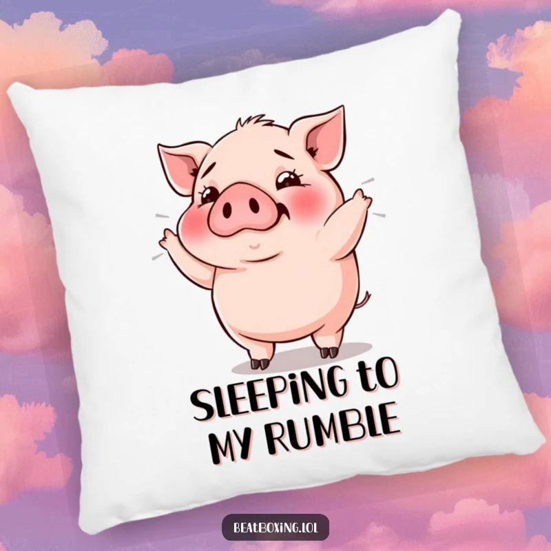 Funny Pig Bass Drop Pillow: Plump pig grunting rhythmically, bass vibrations, comfortable and humorous decor.