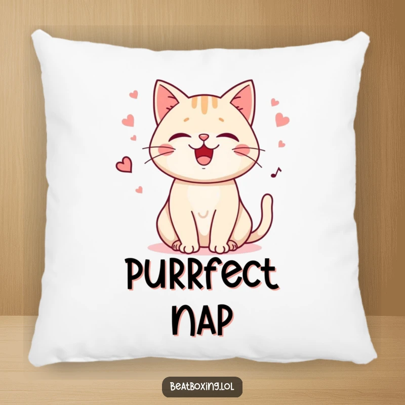Soft Funny Purring Cat Pillow showing a happy cat purring with playful meows, perfect for adding comfort and feline sweetness.