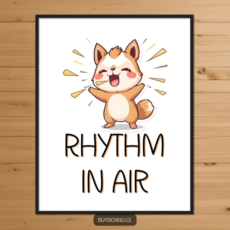 Funny digital art print of an animal character blowing air outwards rhythmically, symbolizing energetic expression.