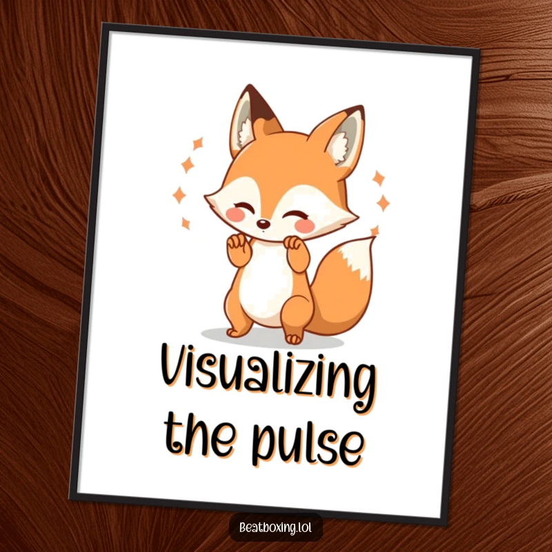 Funny Fox Digital Art: Playful fox character beating its paws rhythmically, generating dynamic visual pulses, ideal for art collectors.