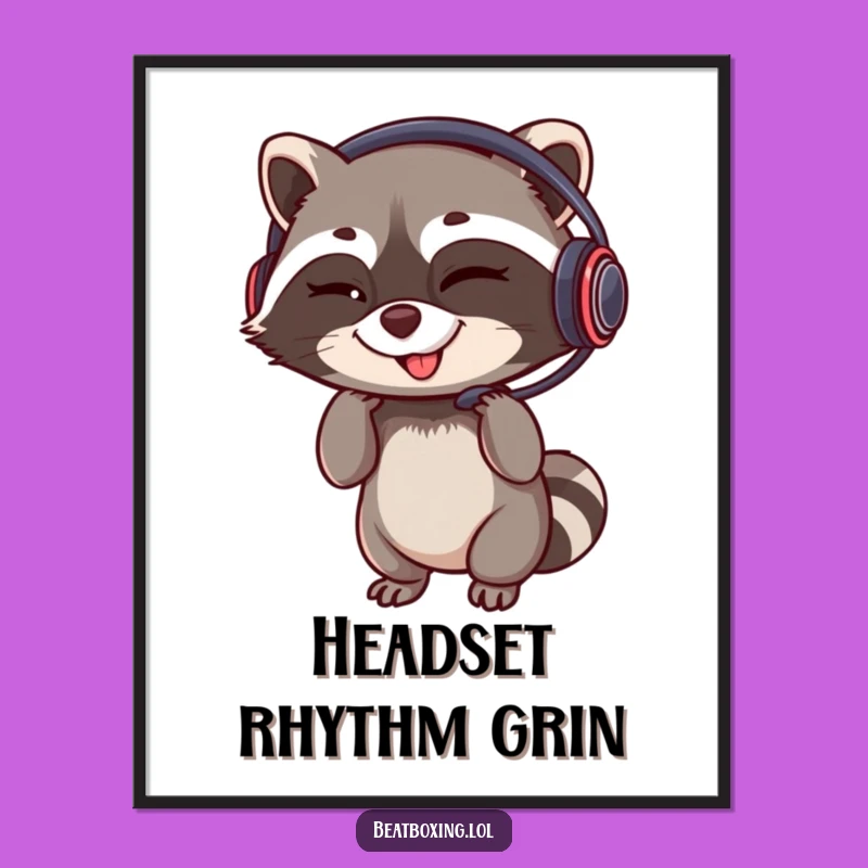 Funny Winking Raccoon Gamer Digital Art - Instant Headset Decor