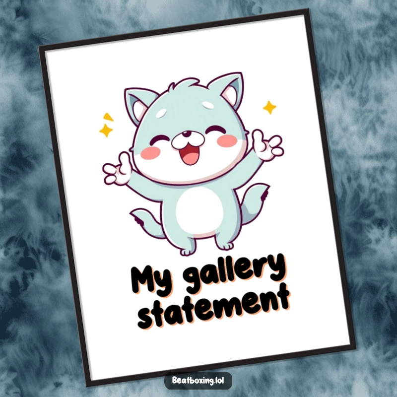 Funny Kawaii Animal Digital Art Print: An adorable character in energetic poses with distinct hand gestures, ready to brighten any digital space.