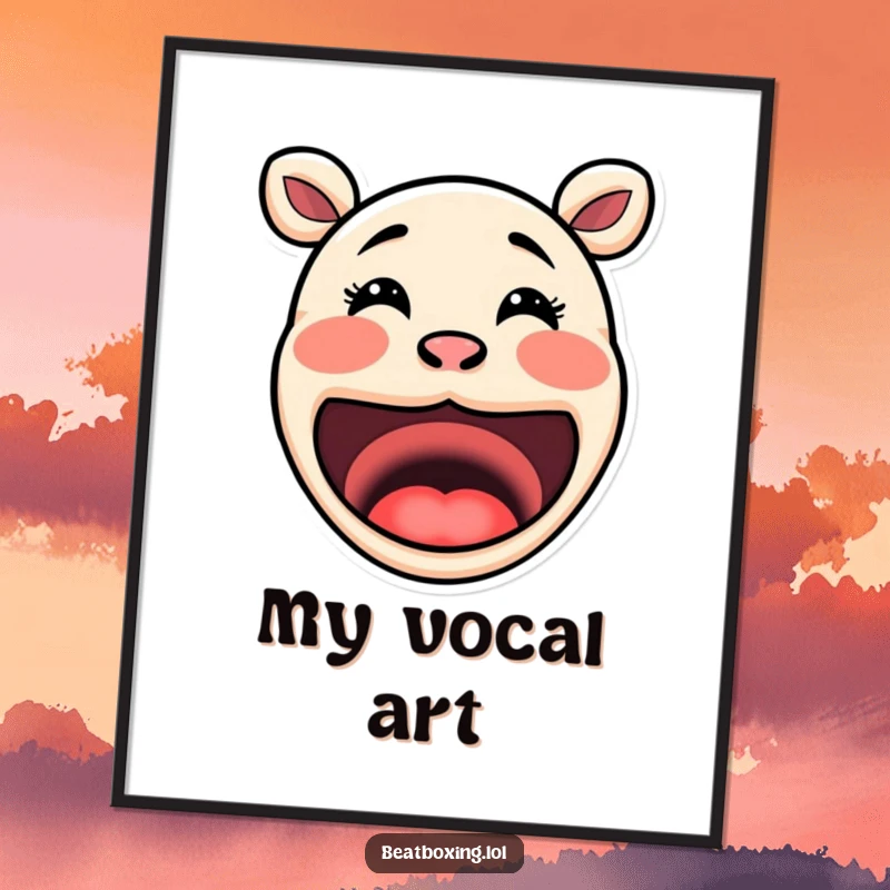 Funny Mouth Digital Art Print: Adorable exaggerated mouth shapes forming distinct sound visuals, perfect for instant artistic decor.