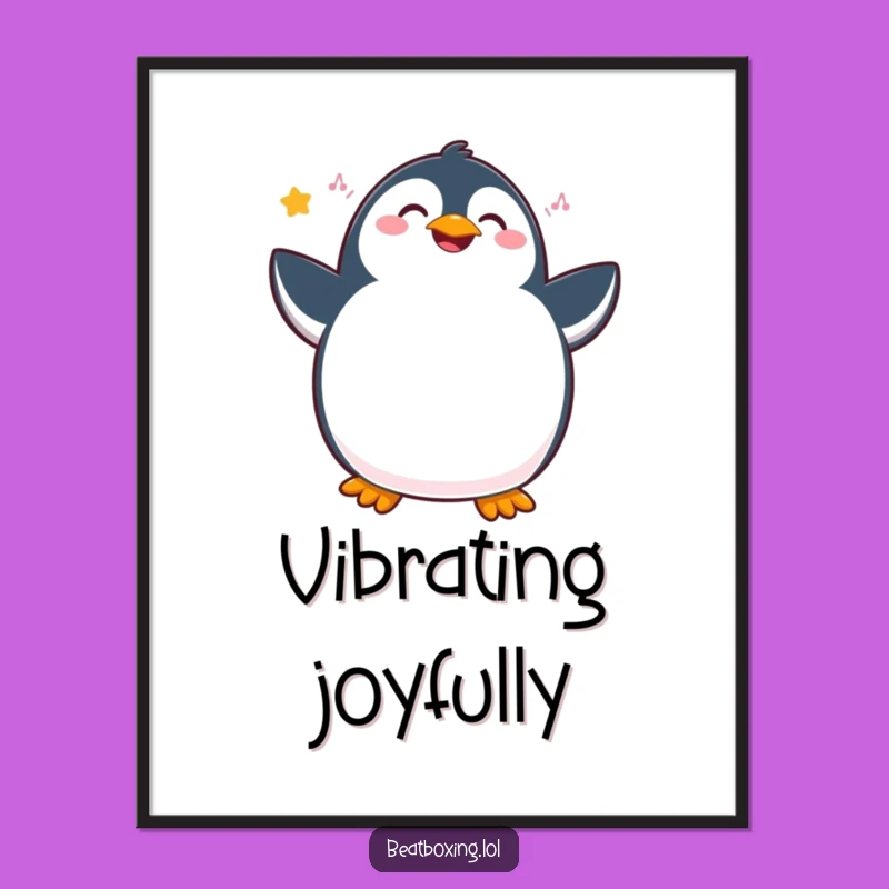 Funny Penguin Digital Art: Joyful Rhythmic Vibrations, Hilarious Printable Gift