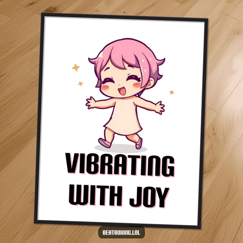 Funny Digital Art Print depicting a lively character with a playful expression, captured mid-rhythmic movement, high-resolution download.