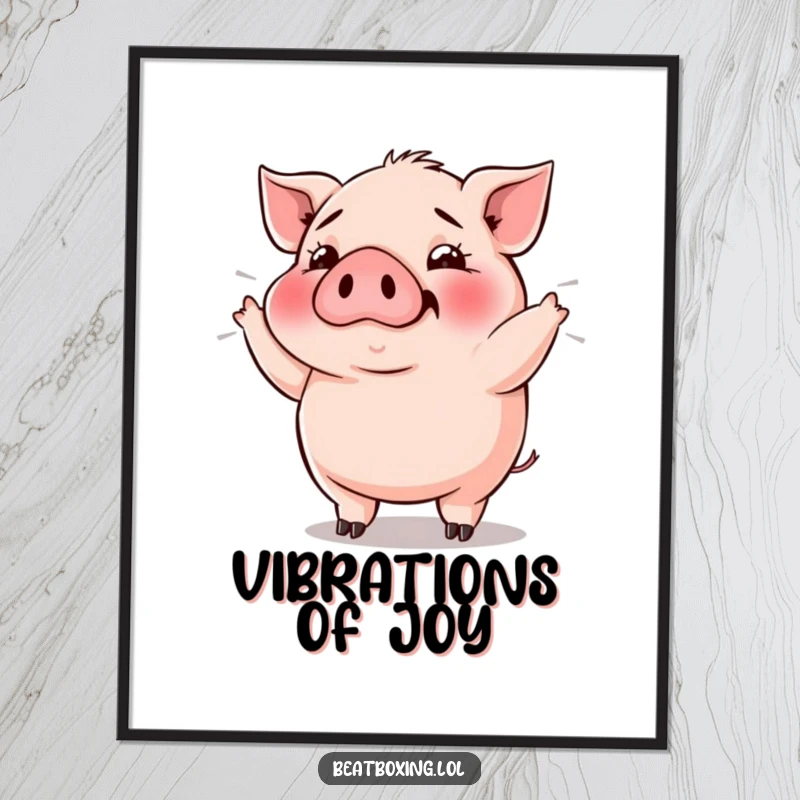Funny Pig Bass Drop Digital Art: Plump pig grunting rhythmically, bass vibrations, instant wall decor.
