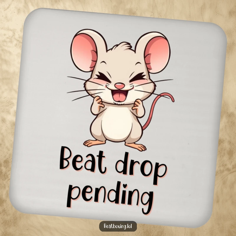 Funny Mouse Beatboxer Coasters: Mischievous mouse beatboxing, protecting surfaces with musical humor and style.