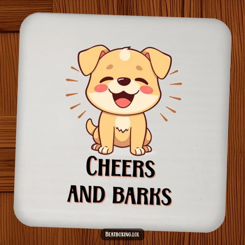Funny Dog Barker Coaster: A decorative coaster featuring a happy dog barking rhythmically with sound waves, protecting your furniture.