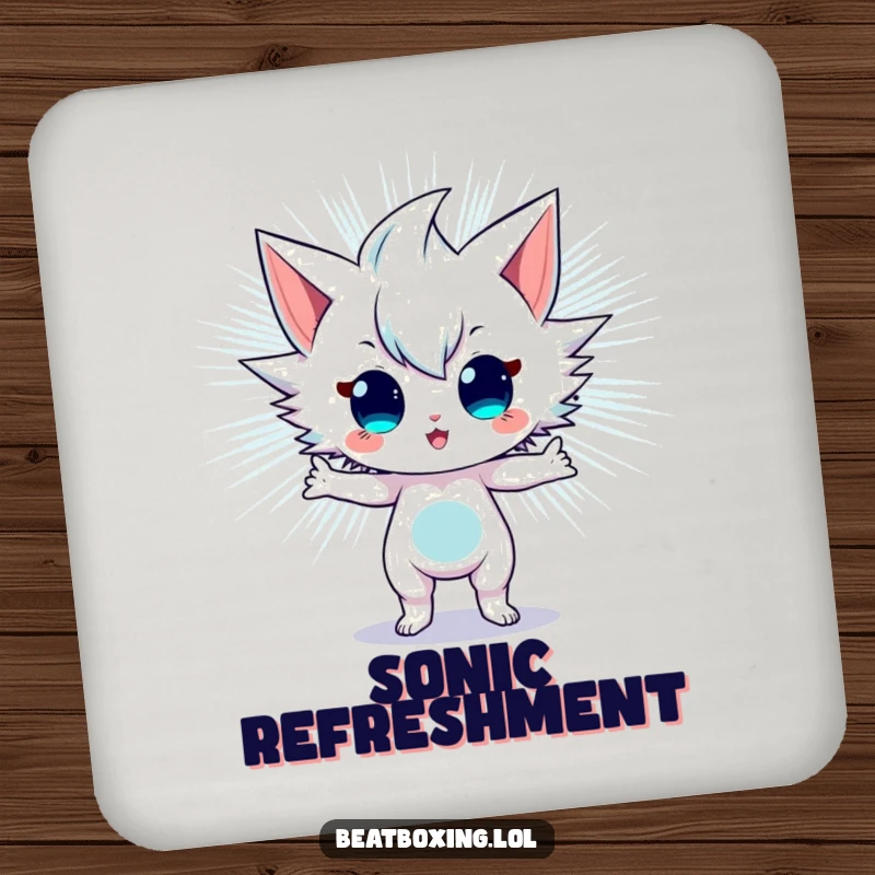 Funny Drink Coaster set featuring characters in energetic stances radiating sonic vibrations, ideal for a lively atmosphere.