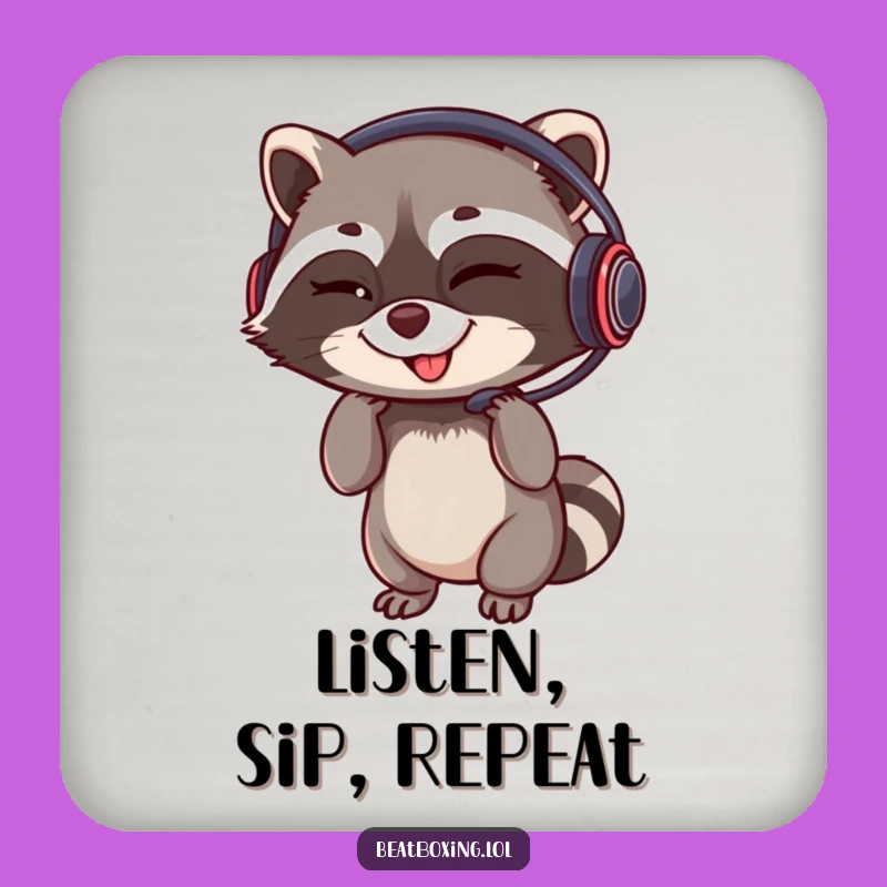 Funny Winking Raccoon Gamer Coaster - Protect Surfaces with Style