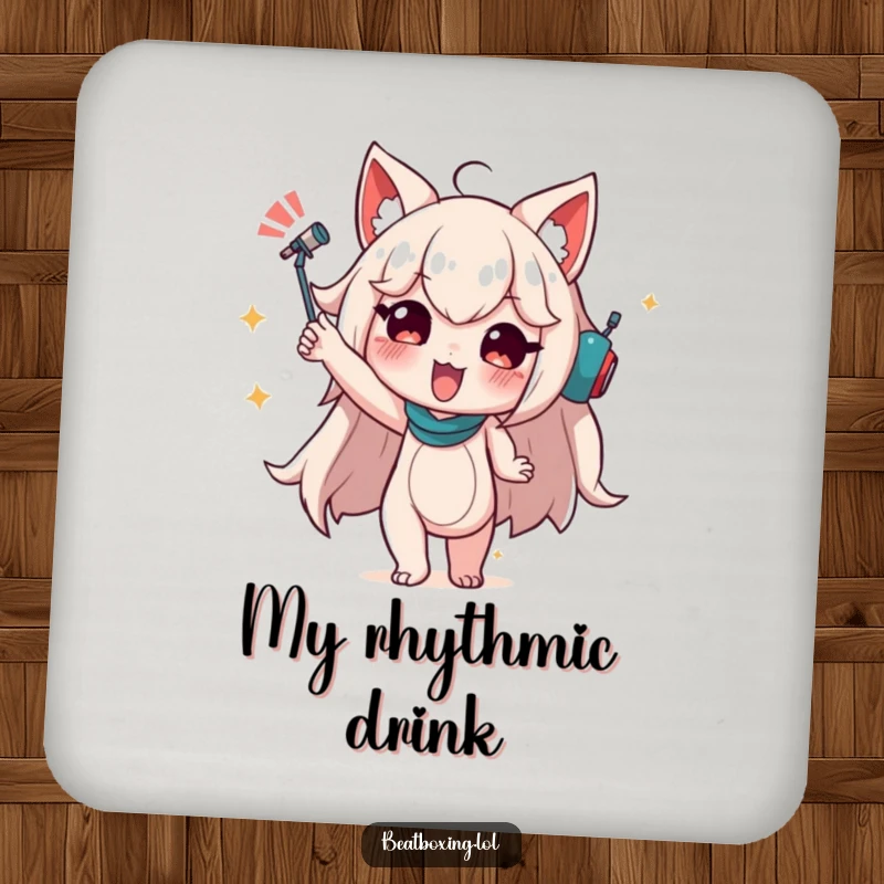 Funny Drink Coaster set with characters in dynamic poses conveying audible rhythm, perfect for a lively atmosphere.