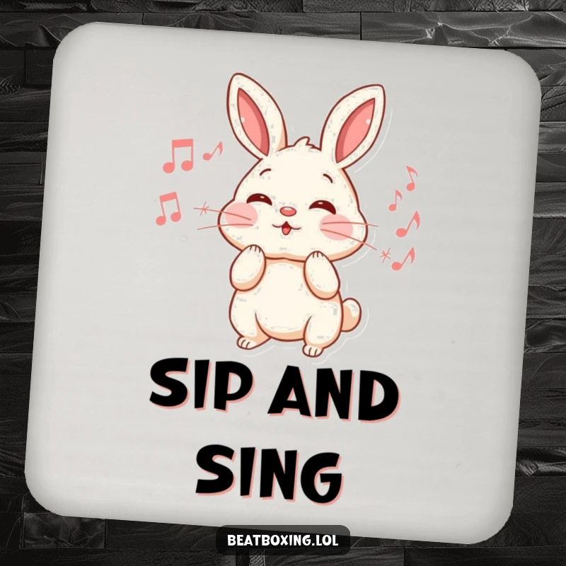 Funny Rabbit Coaster: An energetic rabbit puffs its cheeks, emitting musical notes, adding melody to drink protection.