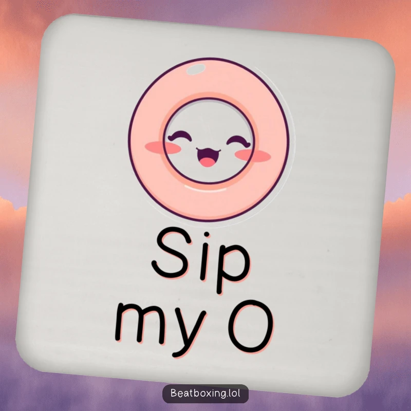 Funny Drink Coaster set with characters making a circular 'O' mouth shape, symbolizing sound and perfect for any table.