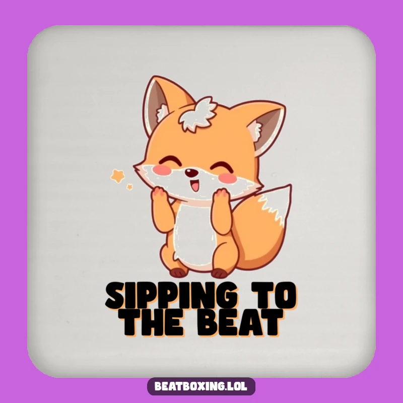 Funny Playful Fox DJ Coaster - Protect Surfaces with Rhythm