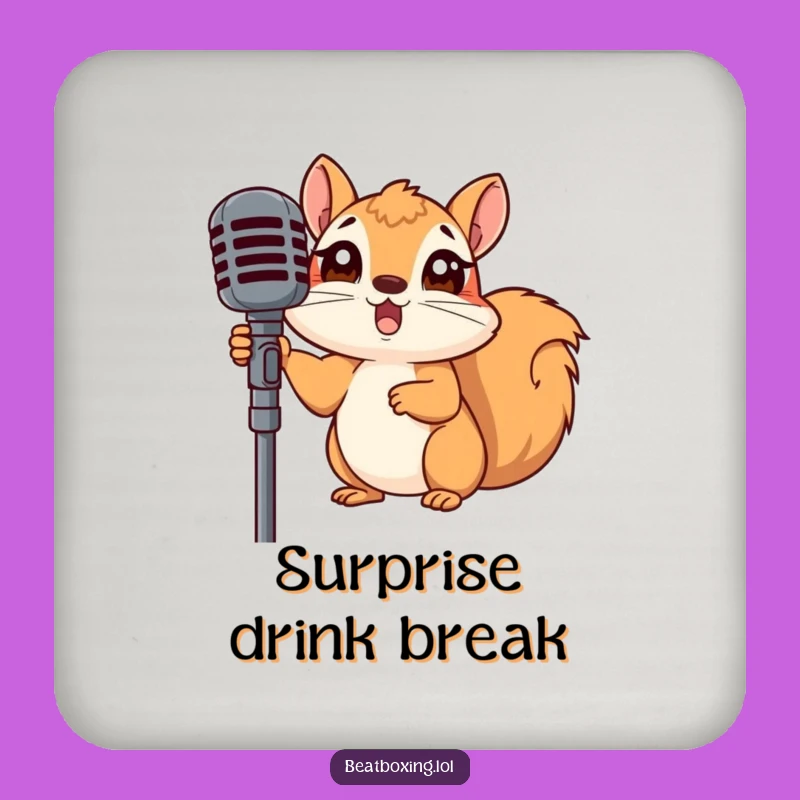 Funny Surprised Squirrel Mic Coaster - Protect Drinks with Shock