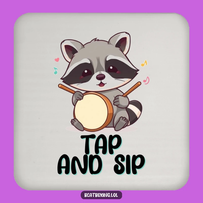 Funny Raccoon Coaster: Mischievous Beat, Humorous Table Music Gift