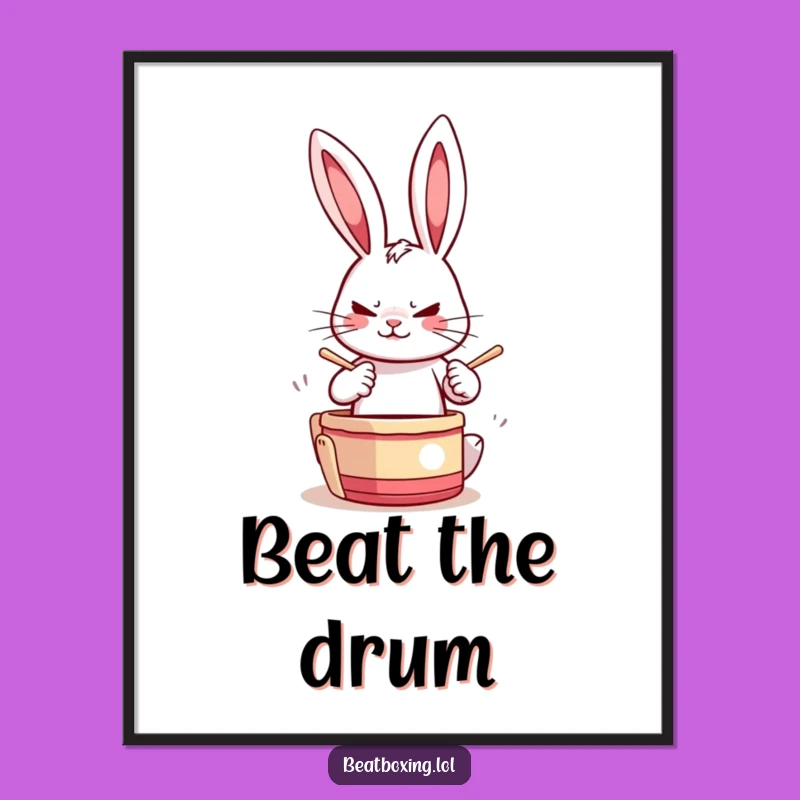 Funny Drumming Rabbit Art Print: Decorate with a Beat! A Dynamic Funny Gift.