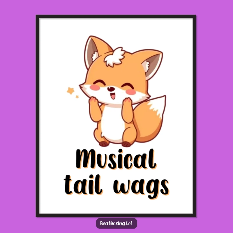 Funny Playful Fox DJ Poster - Rhythmic Wall Art