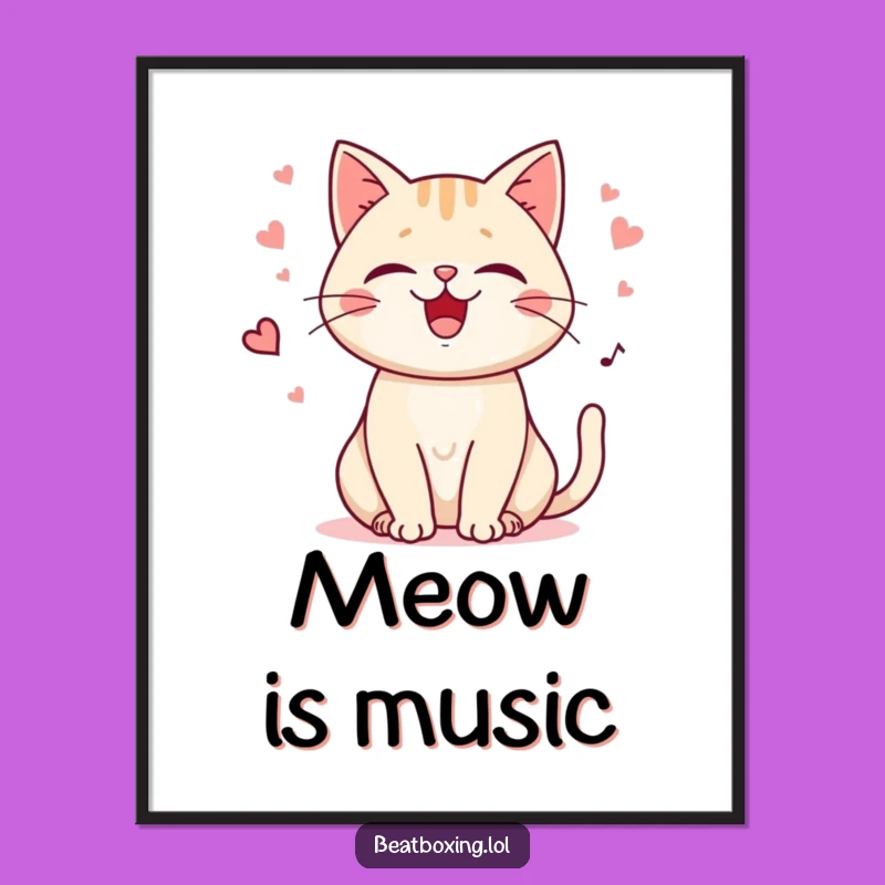 Funny Purring Cat Art Print: Decorate with Soothing Vibes! A Relaxing Funny Gift.