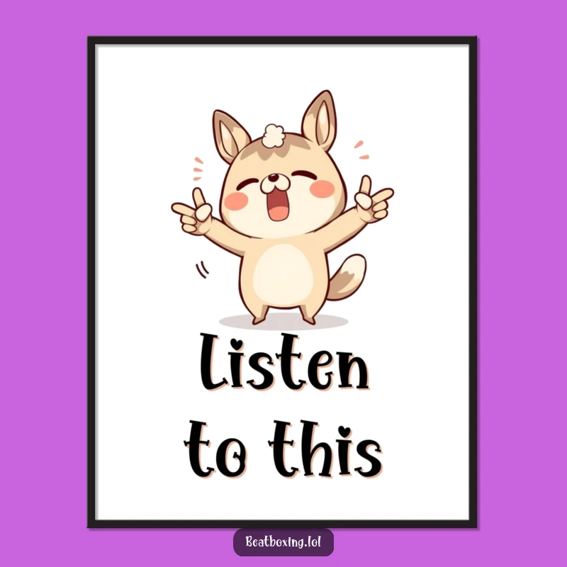 Funny Body Sound Animal Poster: Determined Character Making Music with Body Parts