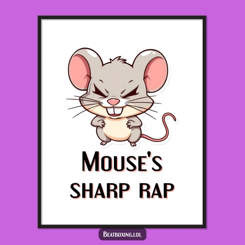 Funny Mischievous Mouse Clicking Poster: Sharp Art for Playful Spaces