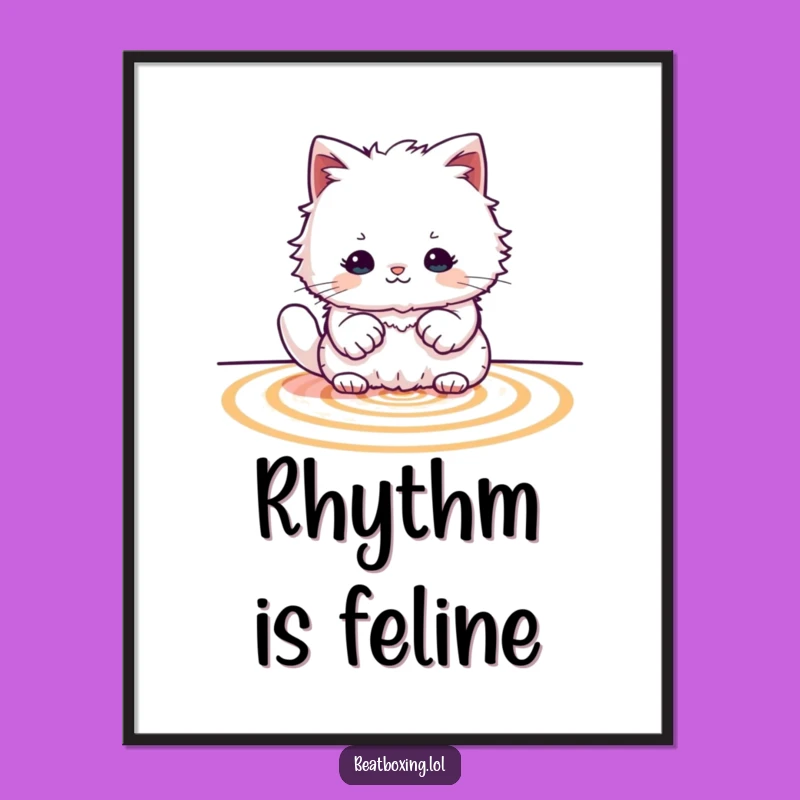 Funny Cat Drummer Poster: Rhythmic Art, Musical Decor Gift