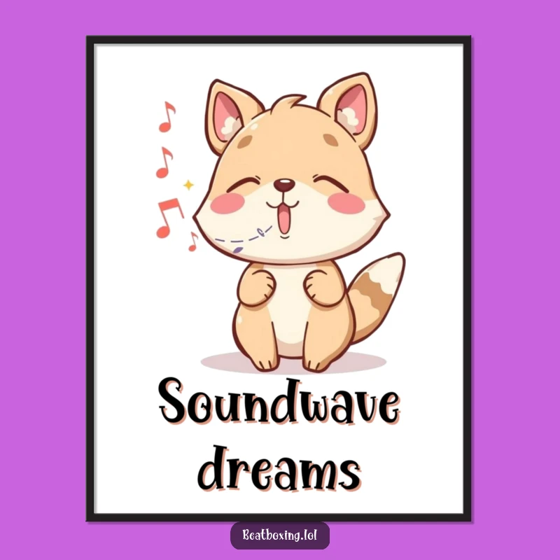 Funny Magic Music Animal Poster: Whimsical Character Conjuring Notes Magically