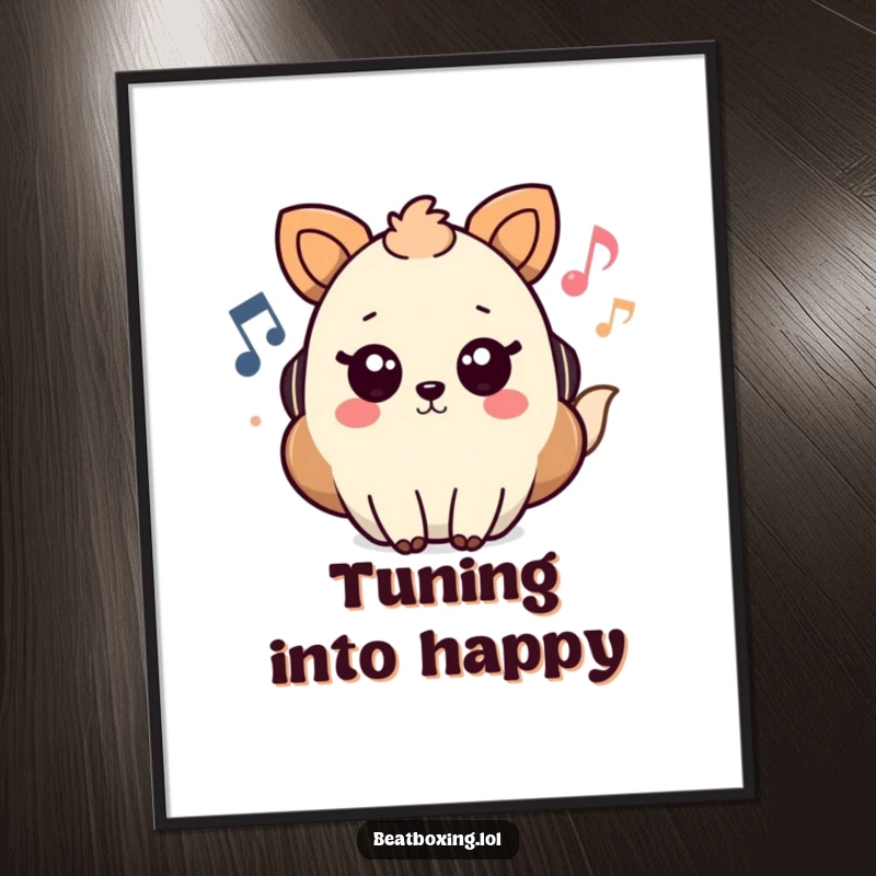 Funny Poster Art of an animal character surrounded by dynamic musical notes and visualized sound waves, creating a lively atmosphere.