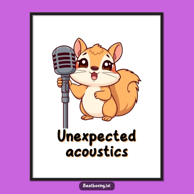 Funny Surprised Squirrel Mic Poster - Shocking Wall Art