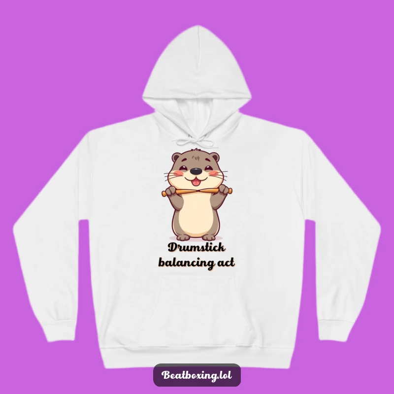 Funny Otter Drumsticks Hoodie - Cozy & Playful Wear for Music Enthusiasts