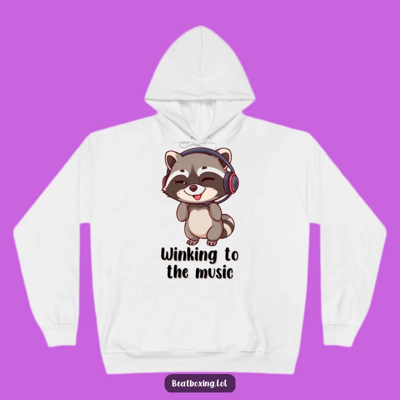 Funny Winking Raccoon Gamer Hoodie - Cozy Headset Comfort