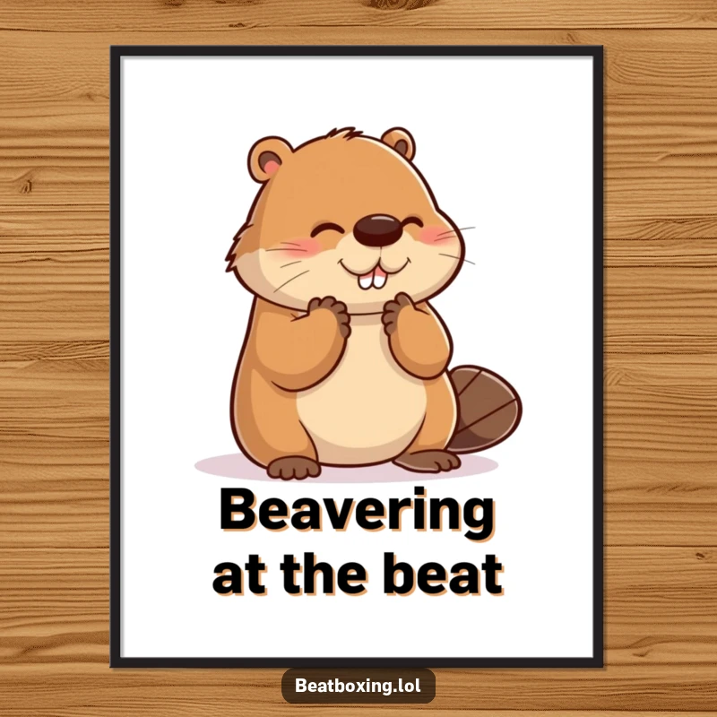 Funny Free Printable Wall Art: A clumsy beaver with a determined look fails to clap in perfect rhythm.